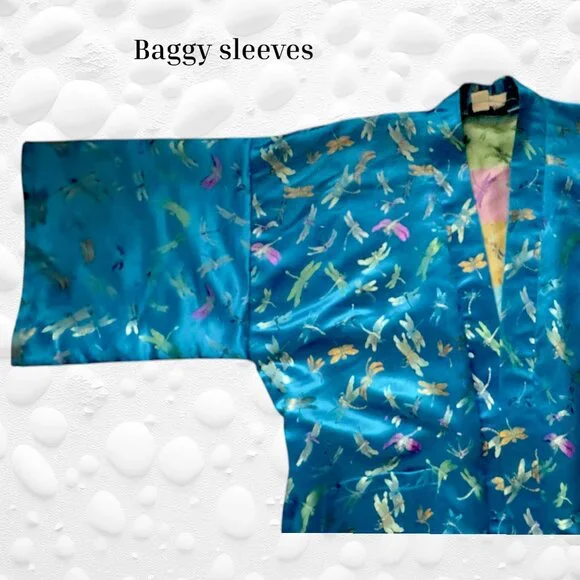 ✨ Turquoise Dragonfly Kimono – XL – Belted, Pockets, Stunning Detail ✨ - Picture 5 of 8